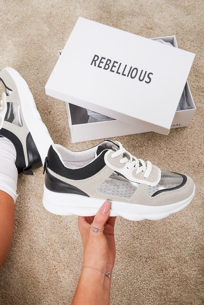 Black Contrast and Clear Lace Up Trainers - Molly-Trainers