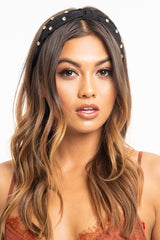 Black Corduroy Knot Detail Embellished Hairband - Teigen-Hair