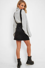 Black Corduroy Pinafore Dungaree Dress - Ayona-Dresses