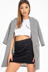 Black Corduroy Seam Front Mini Skirt - Sienna-Skirts