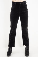 Black Corduroy Straight Leg Jeans - Maddey-Jeans