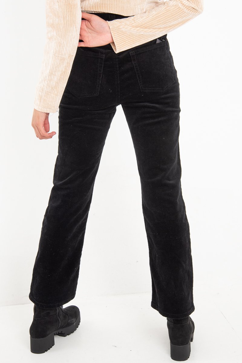 Black Corduroy Straight Leg Jeans - Maddey-Jeans