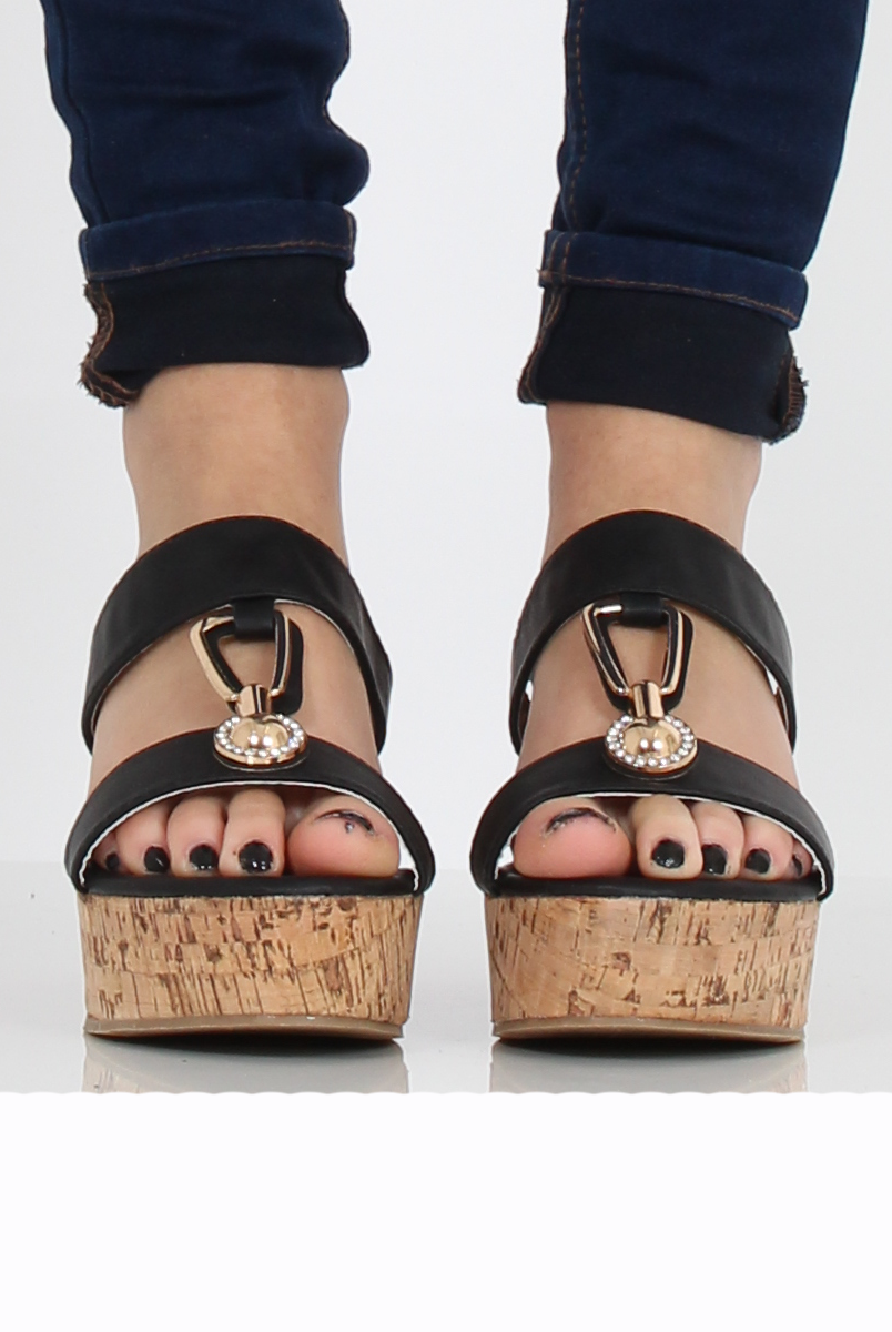 Black Cork Wedges - Niki-Wedges
