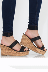 Black Cork Wedges - Niki-Wedges