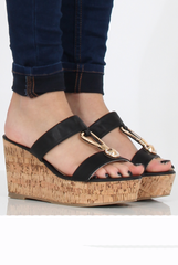 Black Cork Wedges - Niki-Wedges