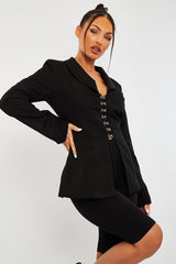 Black Corset Detail Blazer - Aubrey-Blazers