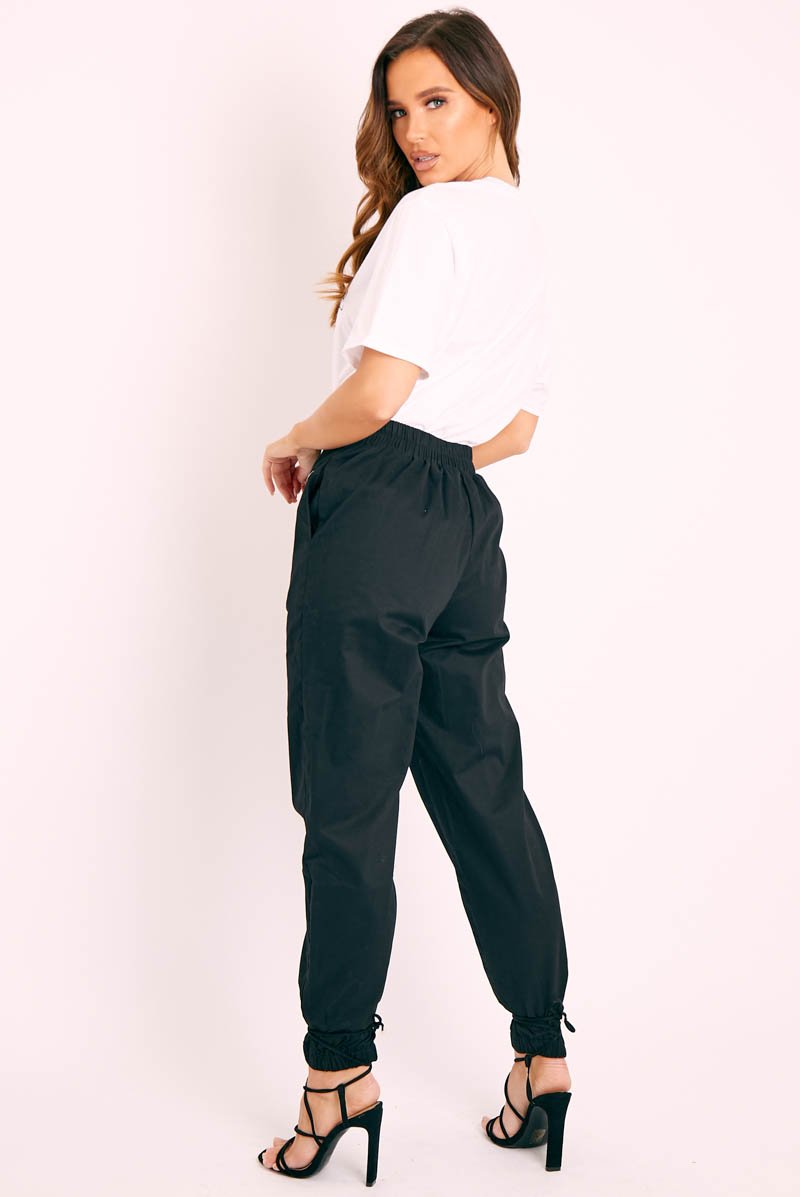 Black Corset Detail Cuffed Trousers - Hayleigh-Trousers