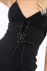 Black Corset Lace Midi Skirt - Elise-Skirts