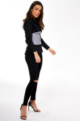 Black Corset Lace Up Back Shirt - Ramona-Tops