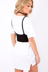 Black Corset Lace Up Eyelet Crop Top - Mylene-Crop Tops