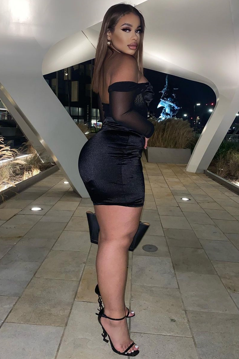 Black Corset Look Satin Mini Dress