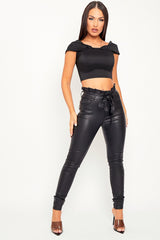 Black Corset Overlay Sleeve Crop Top - Cariah-Crop Tops