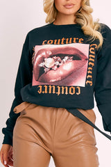 Black Couture Graphic Sweatshirt - Verity-Sweatshirts