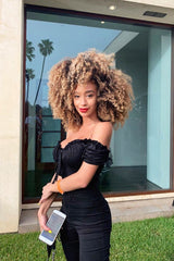 Black Crepe Ruffle Tie Front Bardot Bodysuit - Trixie-Bodysuits