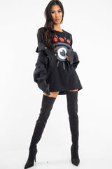 Black Crew Neck Eye Print T-Shirt - Conny-T-shirt
