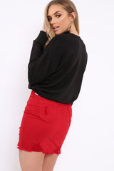 Black Crew Neck Girls Talk Jumper - Yasna-Jumper