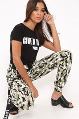 Black Crew Neck Give In To Me Slogan T-Shirt - Karolina-Tops