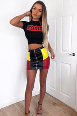 Black Crew Neck Toxic Slogan T-Shirt - Grecia-Tops