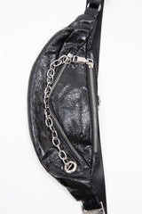 Black Croc Chunky Chain Detail Bum Bag - Nera-Bags