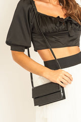 Black Croc Folded Clutch Handbag - Verlie-Accessories