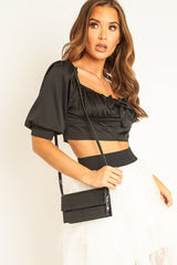 Black Croc Folded Clutch Handbag - Verlie-Accessories