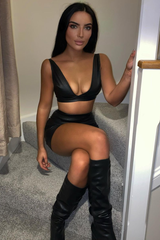 Black Croc PU Bralette - Raya