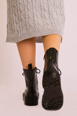 Black Croc Print Patent Leather Double Sole Boots - Dakoda-Boots