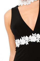 Black Crochet Choker Bodycon Dress - Electra-Dresses