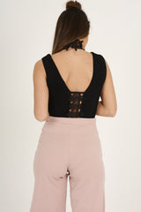 Black Crochet Choker Bodysuit - Tamara-Bodysuits