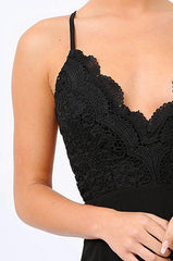 Black Crochet Cross Back Playsuit - Quinn-Playsuits