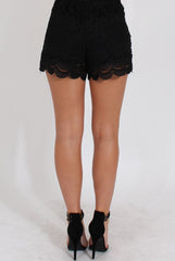Black Crochet High Waisted Shorts - Acacia-Shorts