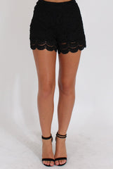 Black Crochet High Waisted Shorts - Acacia-Shorts