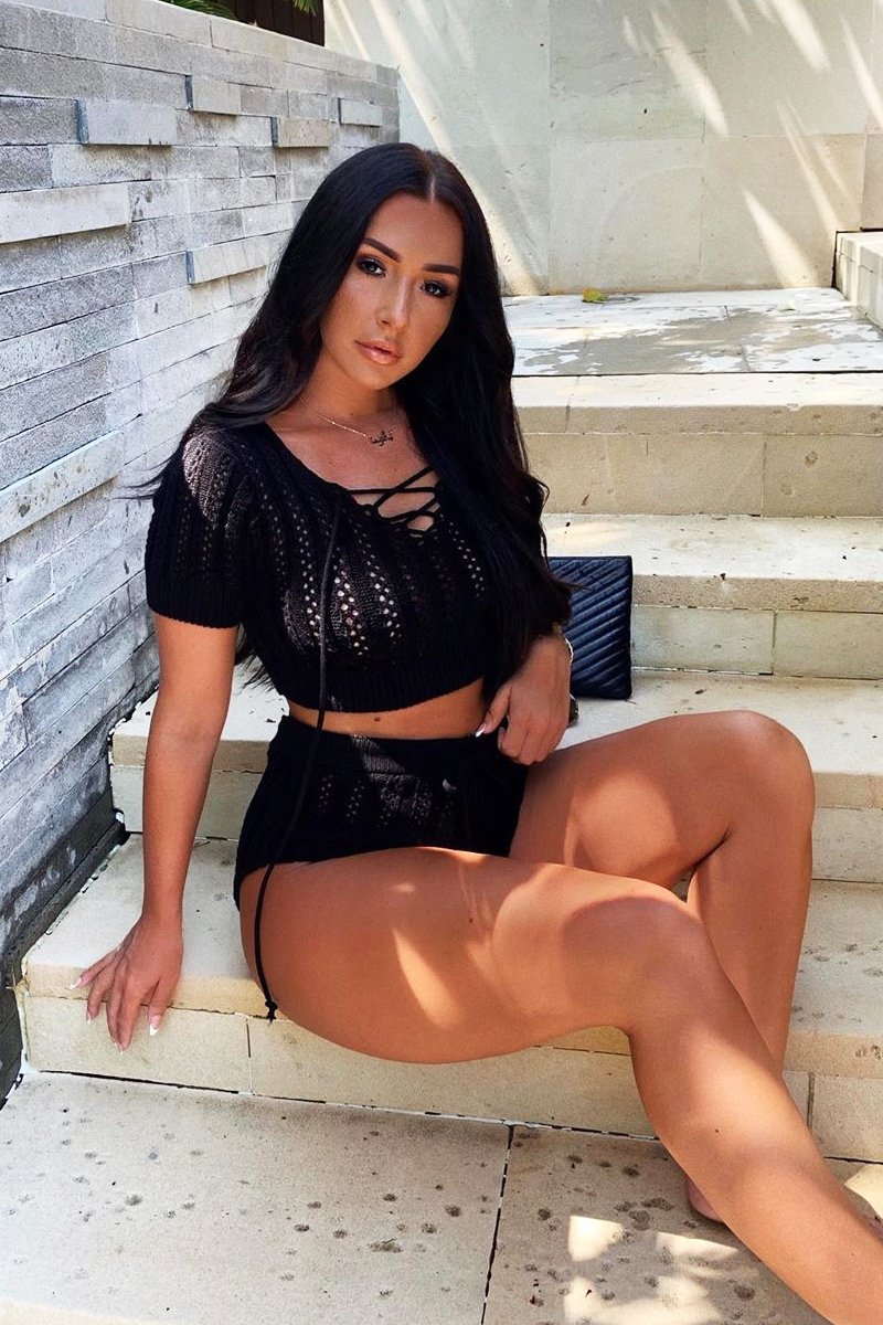 Black Crochet Knit Top Shorts Co-ord - Aarini-Co-ords