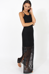 Black Crochet Maxi Dress - Paris-Dresses