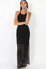 Black Crochet Maxi Dress - Paris-Dresses