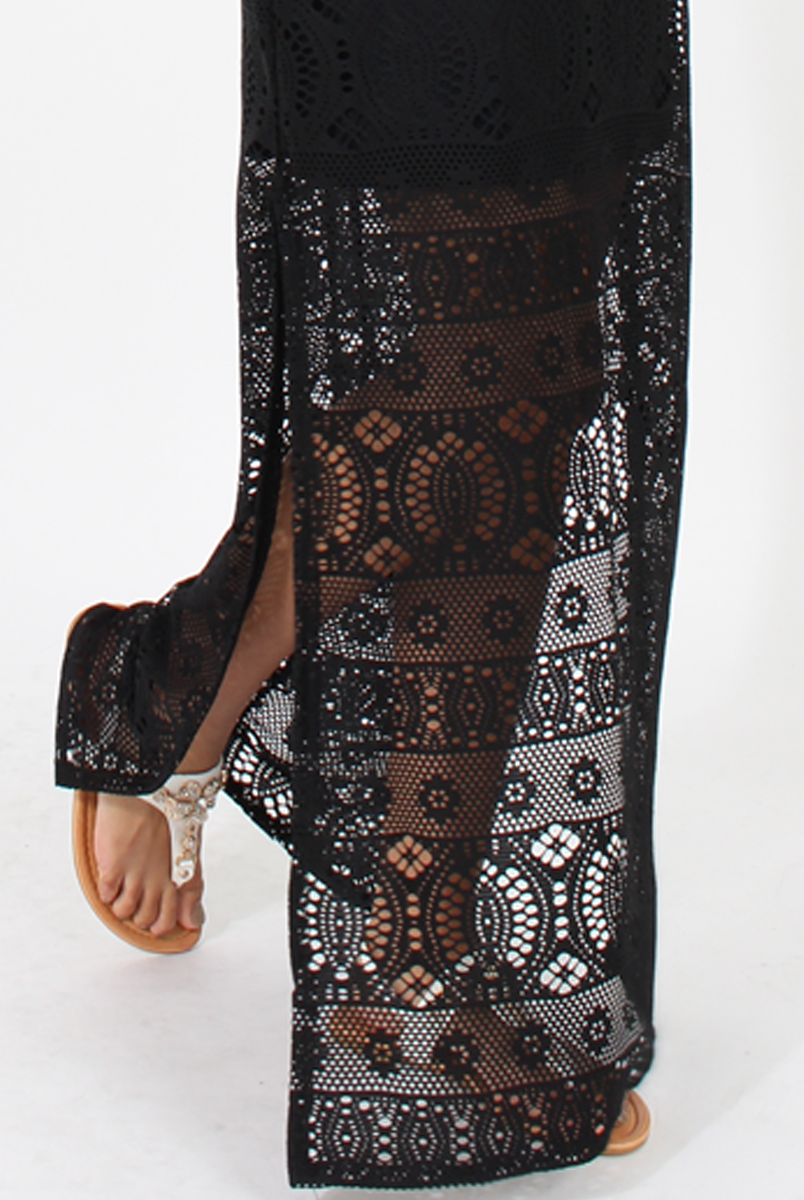 Black Crochet Maxi Dress