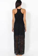 Black Crochet Maxi Dress - Paris-Dresses
