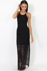 Black Crochet Maxi Dress - Paris-Dresses