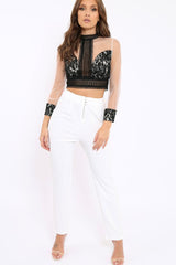 Black Crochet Mesh Crop Top - Ayana-Crop Tops