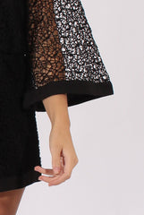 Black Crochet Overlay Playsuit - Philomena-Playsuits