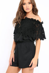 Black Crochet Playsuit - Bec-Playsuits
