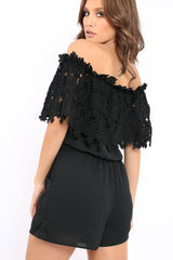 Black Crochet Playsuit - Bec-Playsuits