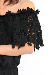 Black Crochet Playsuit - Bec-Playsuits