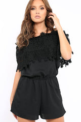 Black Crochet Playsuit - Bec-Playsuits