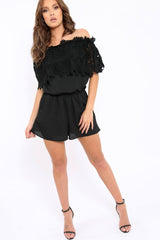 Black Crochet Playsuit - Bec-Playsuits