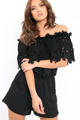 Black Crochet Playsuit - Bec-Playsuits