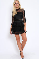 Black Crochet Tier Dress - Keiana-Dresses