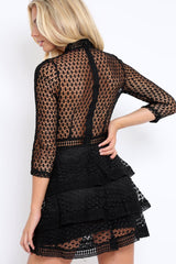 Black Crochet Tier Dress - Keiana-Dresses
