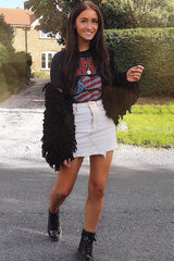Black Crop Shaggy Jacket - Idelle-Jackets