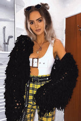 Black Crop Shaggy Jacket - Idelle-Jackets